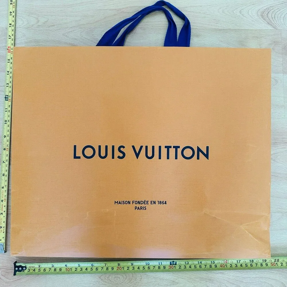 LV Louis Vuitton Paper Shopping Bag - orange large, 18.75
